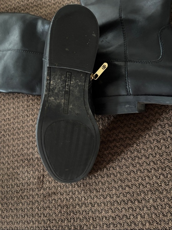 Tommy Hilfiger Black and Brown Leather Tall Riding Boots - Picture 3 of 3